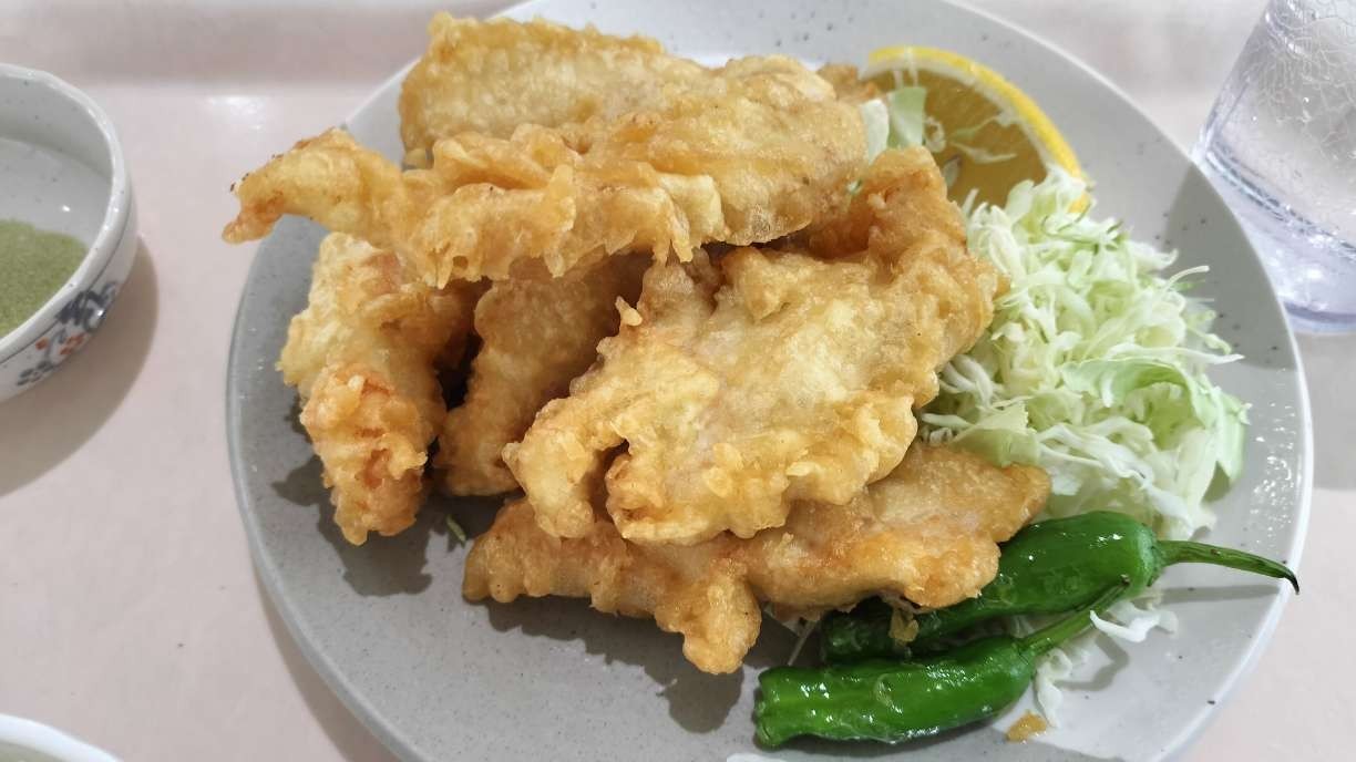 めいほうスキー場のまるてんで食べられるとり天定食の画像